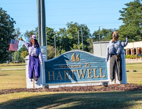 Scarecrows have been spotted around Hartwell, signaling the beginning of Main Street's annual contest. This year's theme is "Stars, Stripes and Scarecrows." Photo by Bill Powell.