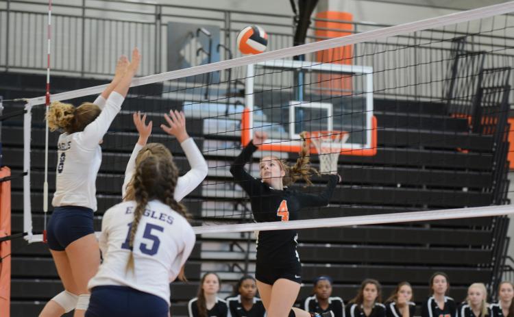 Sunshot by Grayson Williams — Ashley Chapman goes for the kill for the Volleydogs in the Area 8-AAA tournament at Hart County High School. The team finished in fourth place, qualifying it for the state tournament.