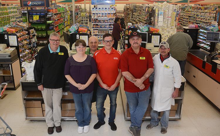 Sunshot by Michael Hall - From left to right are Quality Foods store manager Tony Lark, Joan Kimbrell, Curtis Seymour, Eric Bailey, Shannon Vickery and Tex Maxwell.