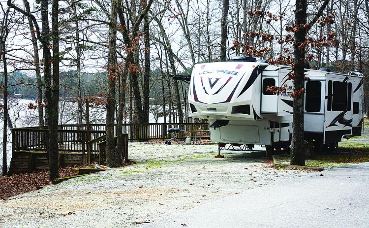Sunshot from file — A fifth-wheel camper is parked at a campsite at Hartwell Lakeside earlier this spring.