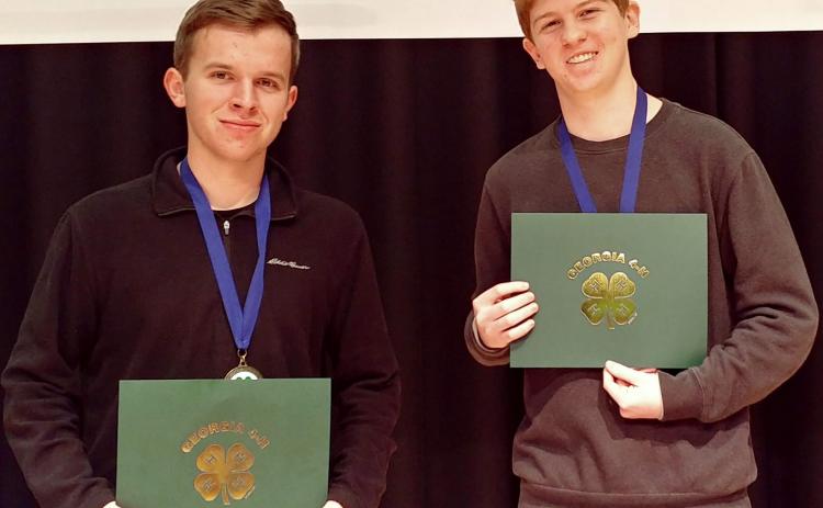 Photos submitted James Turpin, left, and Sean Leard, above, show off their certificates for participating in a recent virtual state competition.