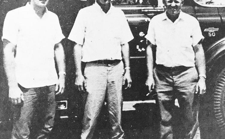 Joel Brown, Ty Cawthon and Bill Irby are shown as pictured in The Hartwell Sun on Sept. 11, 1969, aiding in Hurricane Camille relief efforts.