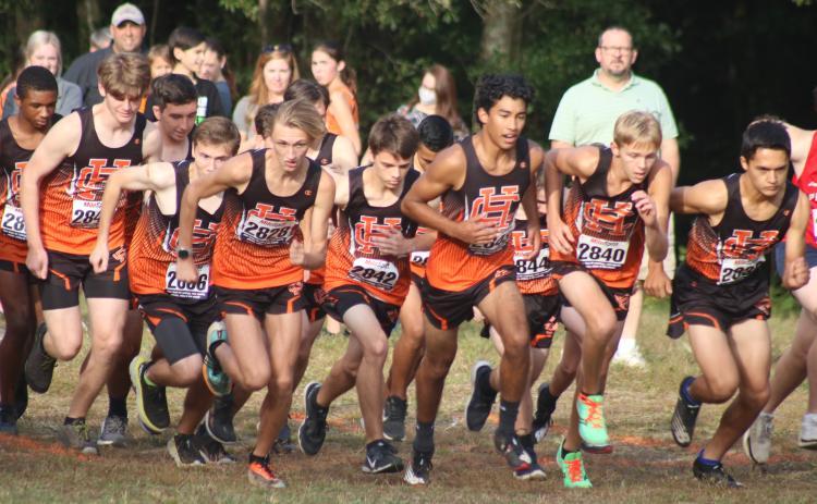 Sunshot by Grayson Williams The Hart County boys cross country team starts the race hosted by Hart County High School on Tuesday, Sept. 22.