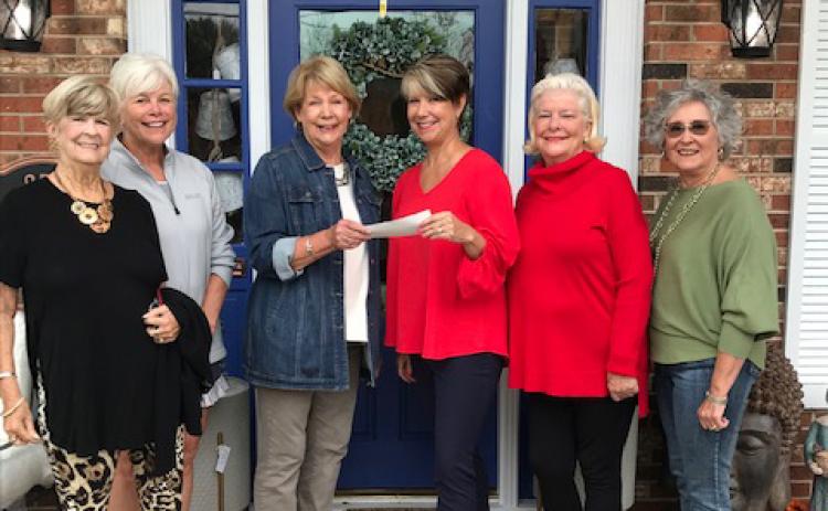 Pictured are, from left to right, Tammy Hutchinson, Henley Cleary and Nancy Hardigree, of the Main Street design committee, Cheryl Hooker and Marcia Chatham, owners of Porch and Home, and Pudge Smith with Hartwell Main Street design committee.
