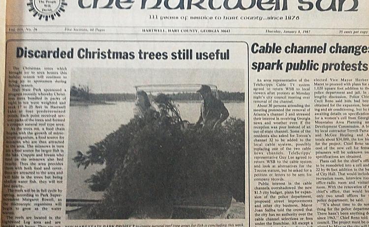 The front page of the Jan. 8, 1987 edition of The Hartwell Sun.