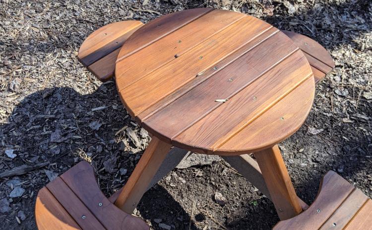 Photo submitted A picnic table for children that was donated to the Hart County Botanical Garden by the Hartwell Rotary Club was stolen recently, garden leaders say.