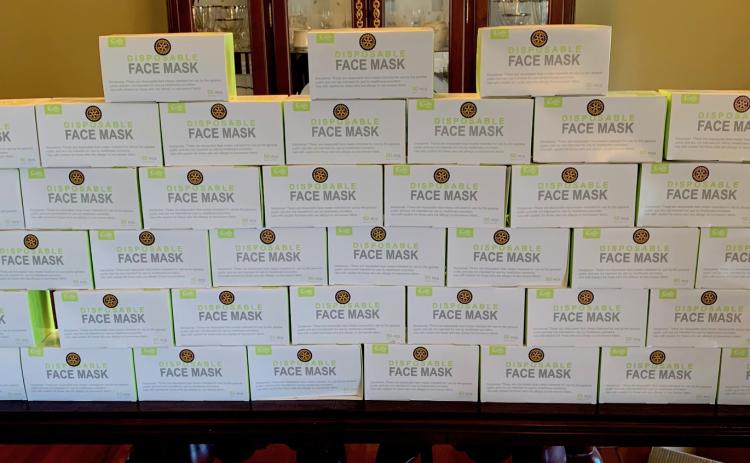 Photo submitted - Dozens of boxes of face masks, shown above, were distributed by local Rotarians.