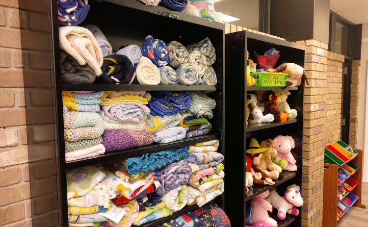 Harmony House, a child advocacy center keeps stocked an abundance of blankets and stuffed animals to help comfort children entering the building who may be in trauma
