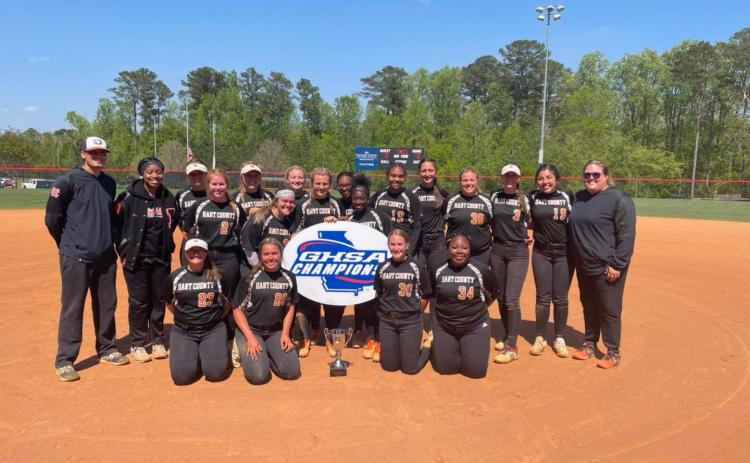 . Pictured above in the submitted photo is the Lady Dogs’ softball team after securing the state championship victory.