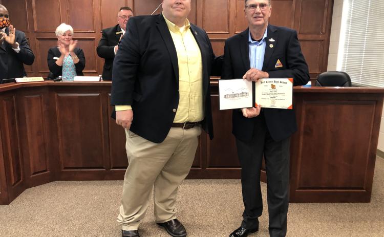Command Sergeant Major Joe T. Hill was honored Monday night at the Hart County Board of Education meeting with a Hart County High School Diploma.