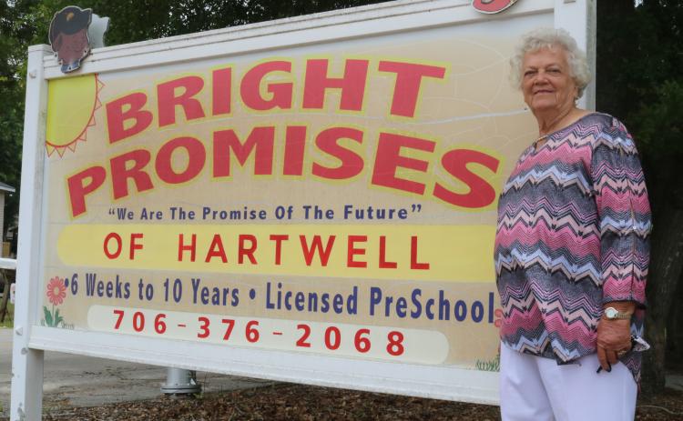 Grayson Williams/The Hartwell Sun - Nina Smith, who is retired after more than 35 years with Bright Promises, poses for a photo recently in front of the child care center.