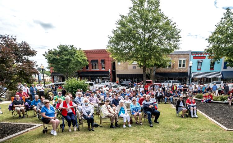 People gathered for the Memorial Day ceremony in Hartwell on Monday.