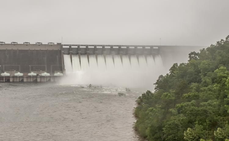 Bill Powell/The Hartwell Sun The Hartwell Dam test was visible from the Louie Morris Bridge along Highway 29, where this photo was taken.