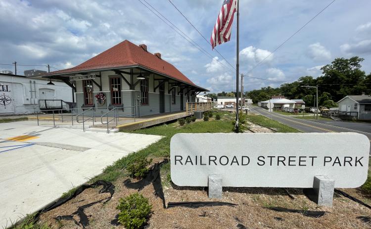 Drew Dotson/The Hartwell Sun Railroad Street Park as of June 22. Work is still being done at the location ahead of its July 10 opening.