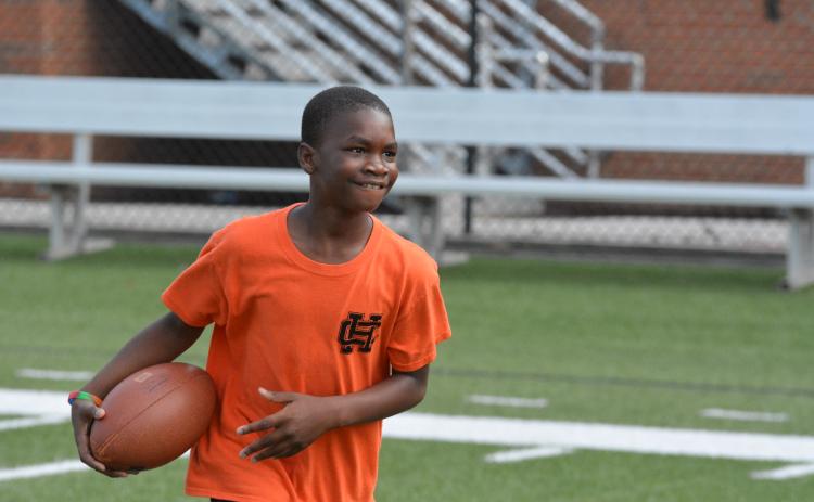 Drew Dotson/The Hartwell Sun - Destin Longworth enjoyed a morning of football before summer break’s end.