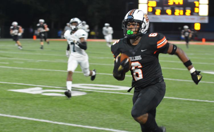 Wide receiver Malachi Kelley breaks out for a 79-yard touchdown reception against Elbert County on Aug. 20.