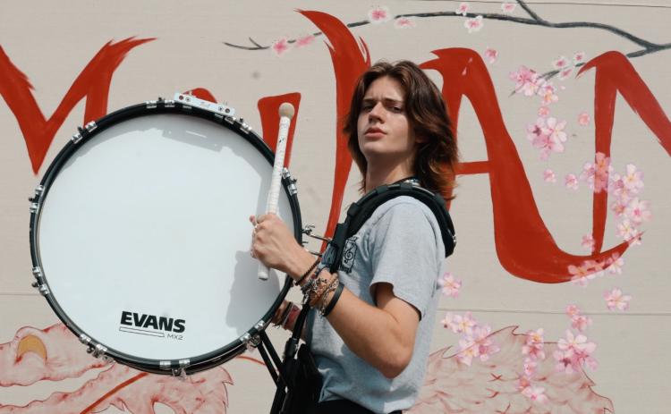 Ethan McDowell, 2021 band captain and first bass.