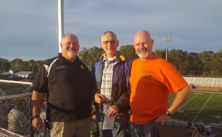 Hart County band directors Alan Tolbert (left), Ron Jonson (center) and Stacey Wade (right) in 2017. Wade was the director between the tenures of Jonson and Tolbert .