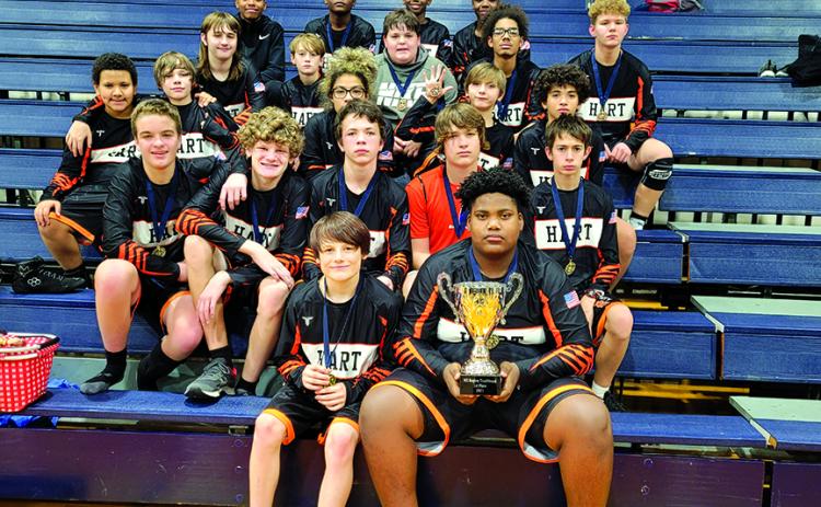 Front row:  Bobby Jones and Bryce Durrett. Second Row:  Kenyon Harris, Ethan Stovall, Cameron Risner, Michael Nichols and Jackson Carter. Third Row:  Joshua Humphrey, Aiden Hill,  Kory Sims, Chad Humphries, and Kaidyn Allen. Fourth Row:  Keelan Jordan, Christian Fleming   Lake Fuller, Maquae Sims, Colton Fowler. Fifth Row:  Camarion Verdell, Champ Blackwell, Carlveon Cheeks, and  Jakden Shiflet.