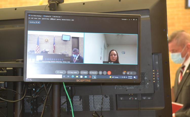 Crumpton appeared at her bond hearing from via Zoom from the Hart County Jail. Her attorney William Healan was in attendance at the Hart County proceeding.