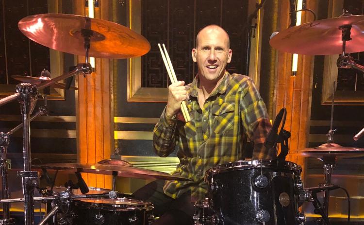 Hootie & the Blowfish drummer Jim Sonefeld on the set of the Tonight Show starring Jimmy Fallon.