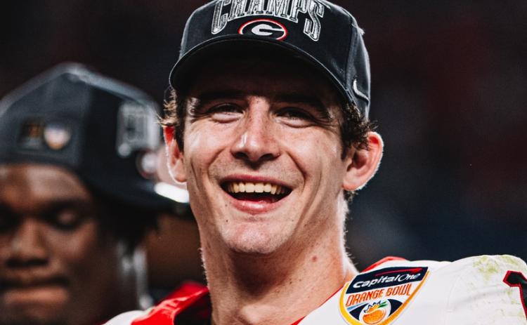 Stetson Bennett after winning the Orange Bowl. Photo credit: Georgia Football