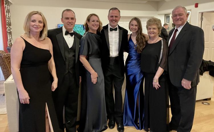 Joey Tucker and his family at his swearing in ceremony. From left to right, Libby and Todd Tucker; Olivia and Joey Tucker;  Deanna Beckwith (center right); and Peggy and William Tucker (right).