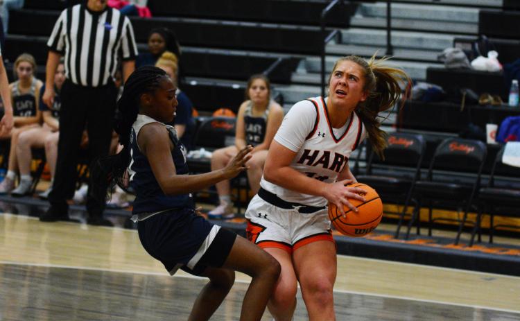 Dakota Phillips drives to the paint in her 36-point performance against East Jackson.