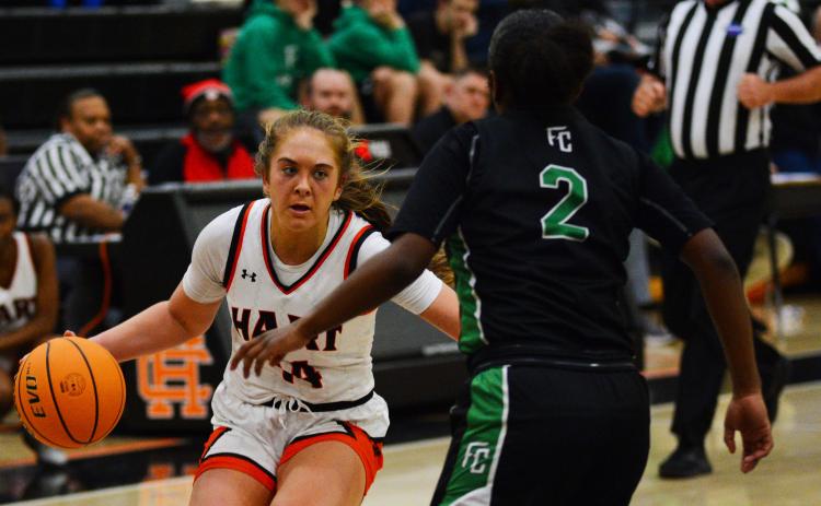 Dakota Phillips sizes up a Franklin defender in a game at home earlier this season.