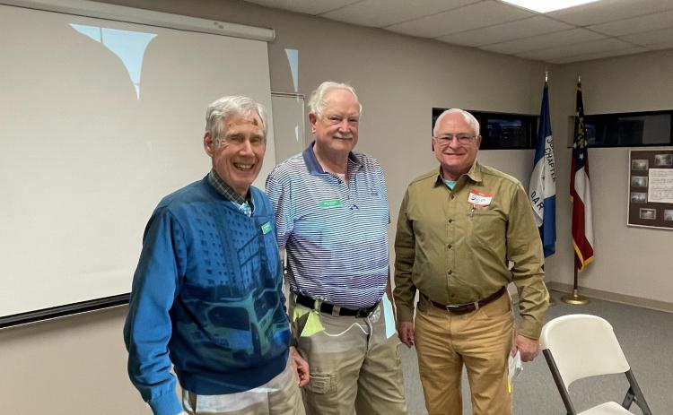 Pictured above left to right are Bill Fogerty, President HCPOA; Mike Buckel, presenter; and board member Snip White.