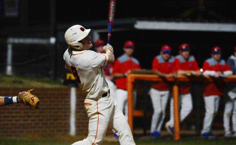 Riley Posey gets a hit in Hart’s last home game against Jefferson.