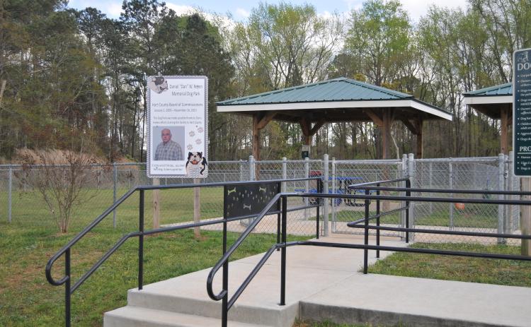 Pictured above is the Dan W. Reyen Memorial Dog Park, which offers dog owners a place to relax while their pets socialize and play off the leash.