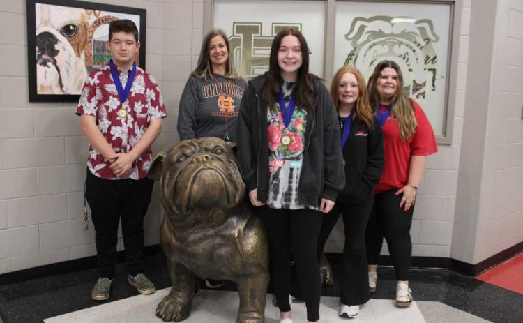 Pictured from left to right are Jacob Shirley, Dr. Linda Frye, Riley Sokol, Whitney Smith, and Madison Elrod.