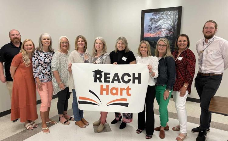 Pictured are the Hart County Education Foundation Board of Directors and academic coaches, from left to right, Jason Ford, Augusta Murphy, Helene Brown, Wyndee McKinnon, Stephanie Walker, Susan Carman, Susan Hotchkiss, Jessica Seawright, Claudette Gillespie, Bobbie Busha, and Grayson Williams.