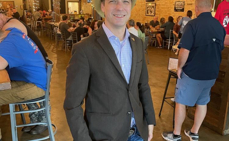 Chase Oliver at a meet and greet in Hartwell on July 19.
