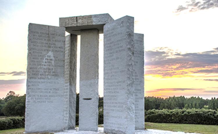 The Georgia Guidestones prior to their destruction.