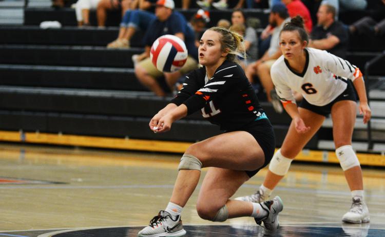 Abby Hubbard gets the reception in the win over Elbert County on Aug. 11.