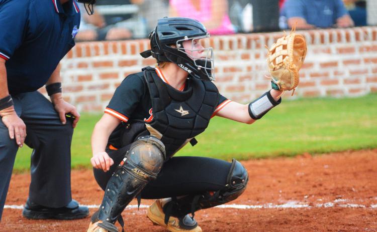 Lydia Burroughs readies for a pitch in a game earlier this season.