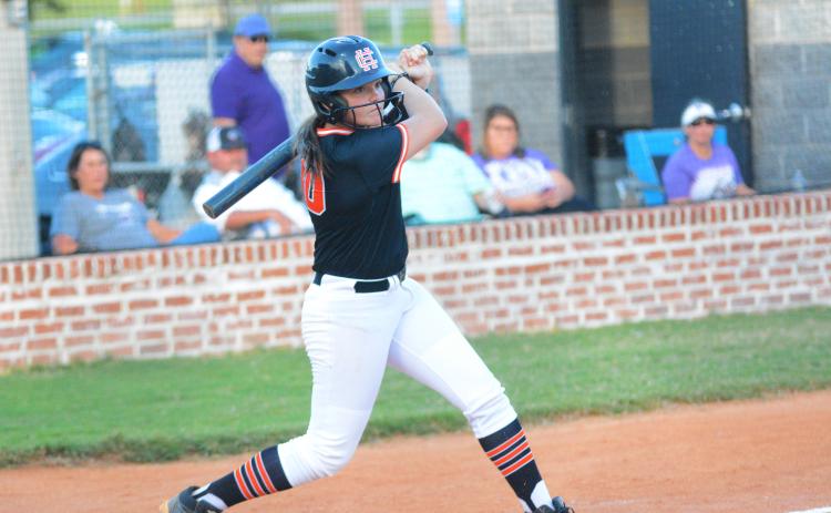 Drew Dotson/The Hartwell Sun Gracie Cook makes contact in the loss to Monroe Area on Thursday, Sept. 22.