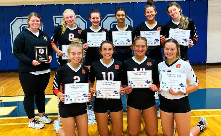 Back row left to right: Coach Kate Beardsley, Cali Beebe, Alexandria Burdette, Alexis Walker, Lillie Kate Rogers and Ryann Williamson. Front row: Hannah Harris, Ryleigh Jordan, Dakota Phillips and Abby Hubbard.