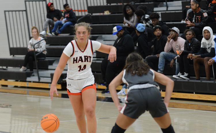Junior guard Dakota Phillips drives the Lady Dogs to a, 56-37 win over the Madison County Lady Red Raiders.
