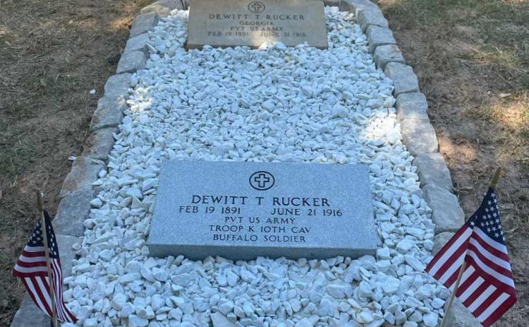 The old (top) and new (bottom) grave marker for Buffalo Soldier Dewitt Rucker. Rucker is set to receive a new headstone commemorating his sacrIfice on Nov. 12.