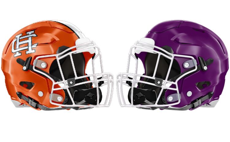 Hart helmet (left), Monroe Area helmet (right).