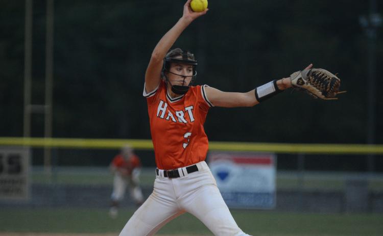 Emilee Sanders throws a pitch in her final game as a Dog.