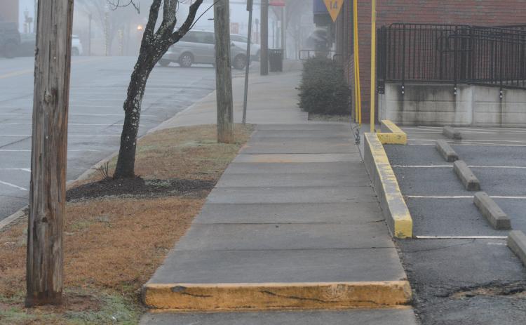 The sidewalk along South Forest Street in Hartwell. The city is expected to begin phasing in sidewalk projects near the public schools initially.