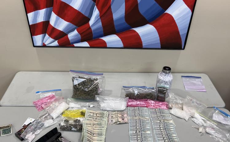 The Hart County Sheriff’s Office seized 2.2 pounds of methamphetamine, seven grams of fentanyl, over one pound of marijuana, just under $7,000 in cash and a handgun during a drug trafficking arrest March 25.