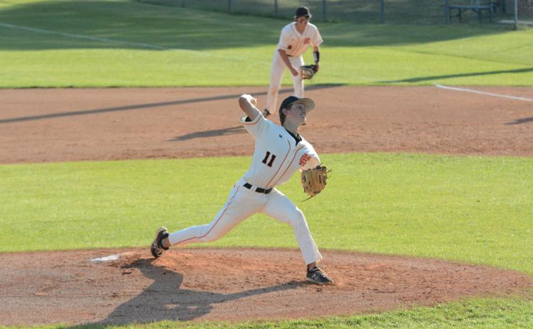 Pictured is senior pitcher Reese Maxwell as he pitched all seven innings and only allowing three runs.