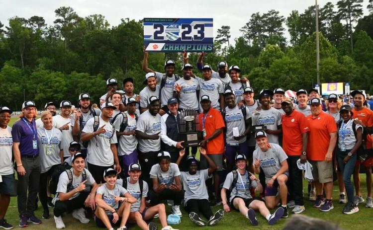 The Clemson mens outdoor track and field team captured the 2023 ACC Championship for the first time since 2004 on May 13 in Raleigh, N.C.