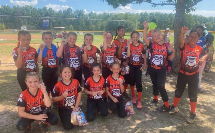 Pictured is the Hart County Little League rookie softball team that finished fourth in the state on Friday and Saturday. Pictured on the bottom row from left to right is Kayden Griffin, Angelina Mead, Charlie Roper and Amelia McGaha. Pictured on the top row from left to right is Maci Eberhardt, Kenzi Miller, Harper Hershberger, Tilley Schnell, Ellie Vaughn, Nova Grace Koffi, Amelia Hunt, Keeley Sanders and Leighonna Freeman.