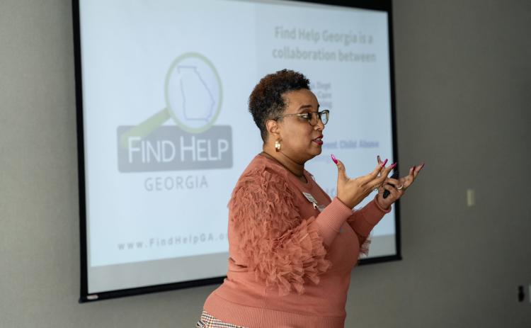 Prevent Child Abuse Georgia Training and Resource Coordinator Kimberly Stewart-Lucas delivers a Find Help Georgia training at the 2023 Georgia Conference on Child Abuse and Neglect, held Sept. 14.